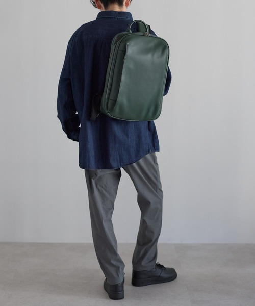 GUSCIO UOMO（グッシオ ウォーモ）の「【グッシオ　ウォーモ】牛革ビジネスリュック　スプリットレザー　通勤通学（ビジネスバッグ・メンズ・ダークグリーン/ブラック系その他/ネイビー/ブラック・FREE）」の21枚目の写真