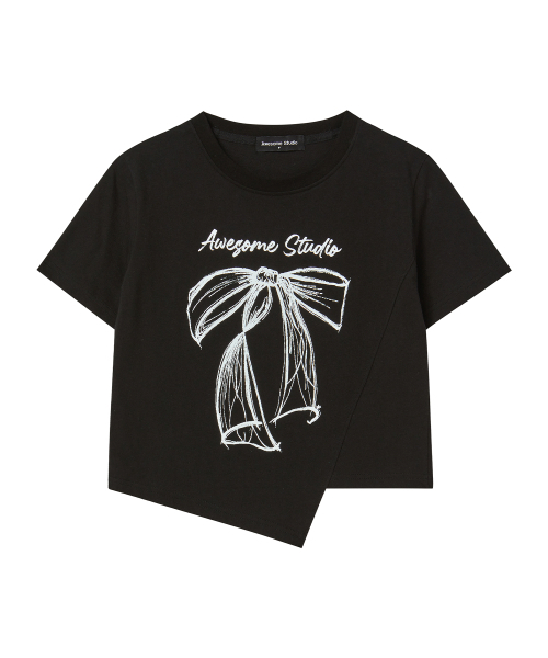 AWESOME STUDIO(オーサムスタジオ)の「アンバランス クロップ 半袖Tシャツ アイボリー(Tシャツ/カットソー・レディース・その他・FREE)」の7枚目の写真