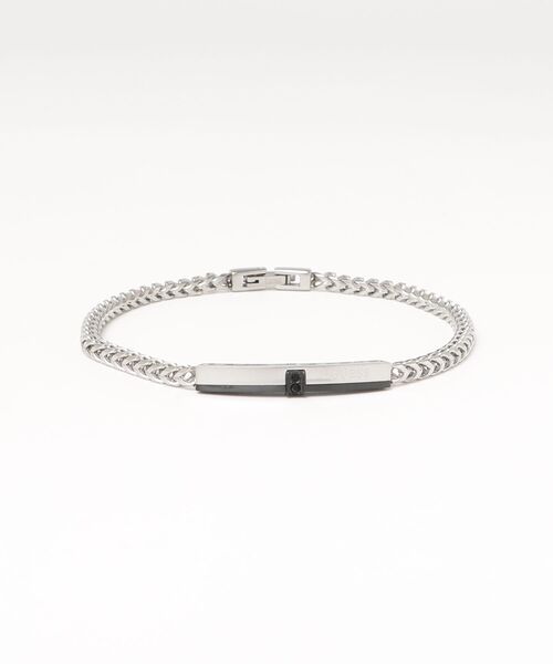 Guess(ゲス)の「GUESS NOIR ECLIPSE Plate Bracelet アクセサリー ブレスレット(ブレスレット・メンズ・シルバー・SMALL)」の1枚目の写真