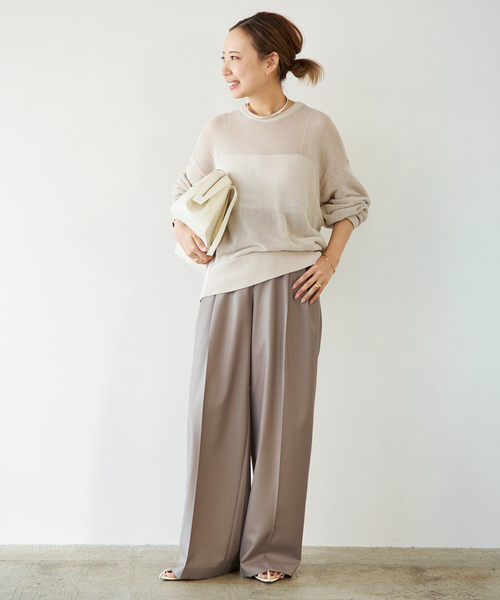 Deuxieme Classe（ドゥーズィエムクラス）の「*Tapered タックパンツ（スラックス・レディース・グレー/ベージュ系その他・36/38/34）」の4枚目の写真