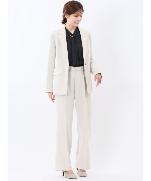 m.f.editorial（エムエフエディトリアル）の「【ストレッチ UV ウォッシャブル】m.f.エディトリアル レディース トリアセライク ワイドパンツ ライトグレー(セットアップ可能)（スーツパンツ・レディース・ライトグレー・X-LARGE/LARGE/MEDIUM/S）」の6枚目の写真