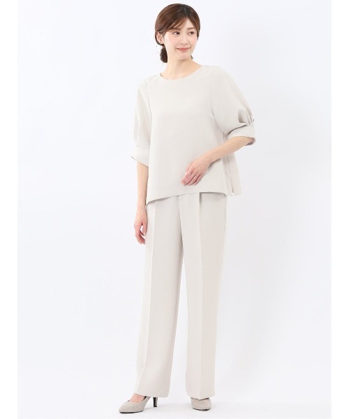 m.f.editorial（エムエフエディトリアル）の「【ストレッチ UV ウォッシャブル】m.f.エディトリアル レディース トリアセライク ワイドパンツ ライトグレー(セットアップ可能)（スーツパンツ・レディース・ライトグレー・X-LARGE/LARGE/MEDIUM/S）」の7枚目の写真