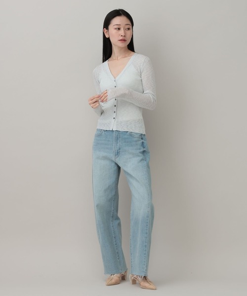 A part by(アパートバイ)の「シアーVカーディガン(カーディガン/ボレロ・レディース・ライトピンク/ブルー系その他2/ライトグレー・FREE)」の4枚目の写真