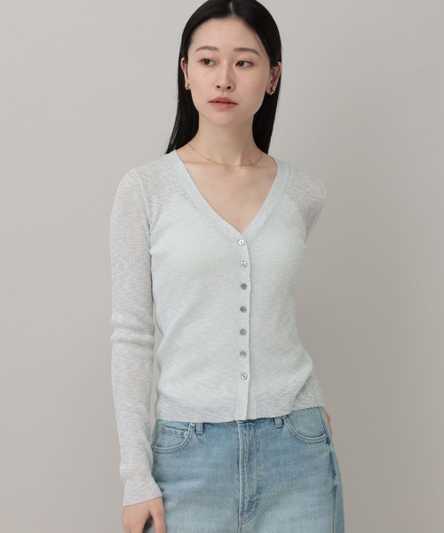 A part by(アパートバイ)の「シアーVカーディガン(カーディガン/ボレロ・レディース・ライトピンク/ブルー系その他2/ライトグレー・FREE)」の8枚目の写真