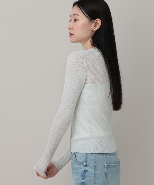 A part by(アパートバイ)の「シアーVカーディガン(カーディガン/ボレロ・レディース・ライトピンク/ブルー系その他2/ライトグレー・FREE)」の9枚目の写真