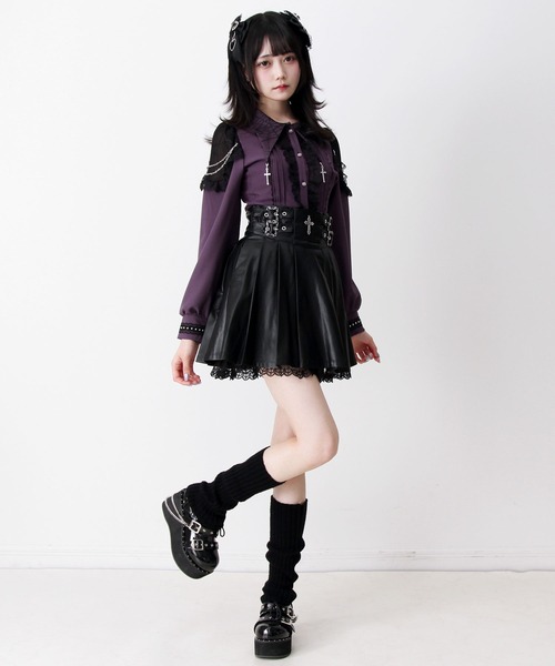 DearMyLove(ディアマイラブ)の「十字架クモレース角襟ゴシック風長袖ブラウス(シャツ/ブラウス・レディース・パープル/ボルドー/ブラック・MEDIUM/3L/LARGE)」の17枚目の写真