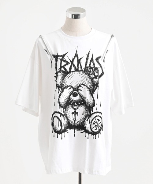 TRAVAS TOKYO（トラバス トウキョウ）の「『TRAVAS TOKYO/トラバス トーキョー』ショルダーZIPくまプリントTシャツ（Tシャツ/カットソー・レディース・ホワイト/ブラック・FREE）」の18枚目の写真