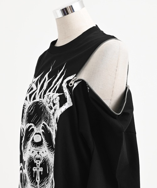 TRAVAS TOKYO（トラバス トウキョウ）の「『TRAVAS TOKYO/トラバス トーキョー』ショルダーZIPくまプリントTシャツ（Tシャツ/カットソー・レディース・ホワイト/ブラック・FREE）」の16枚目の写真