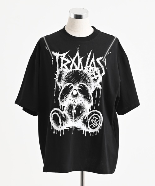 TRAVAS TOKYO（トラバス トウキョウ）の「『TRAVAS TOKYO/トラバス トーキョー』ショルダーZIPくまプリントTシャツ（Tシャツ/カットソー・レディース・ホワイト/ブラック・FREE）」の11枚目の写真