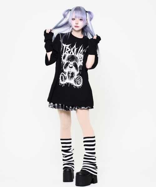 TRAVAS TOKYO/トラバス トーキョー』ショルダーZIPくまプリントTシャツ