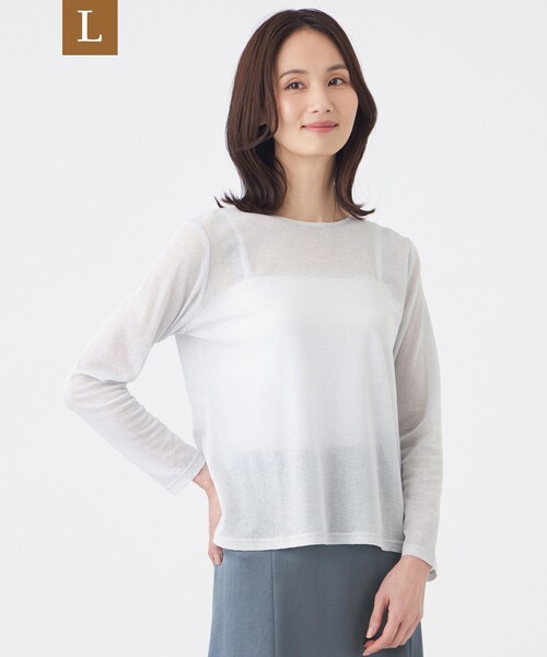 TRANS WORK(トランスワーク)の「【L】【ウォッシャブル】シアーラメフライスカットソー(Tシャツ/カットソー・レディース・ゴールド/シルバー系その他・46/44)」の2枚目の写真