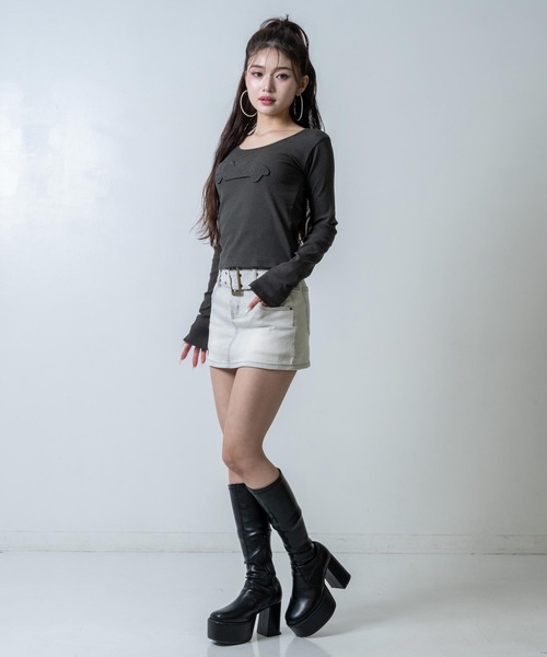 ANAP（アナップ）の「ストレッチデニムインパン付きミニスカート（デニムスカート・レディース・グレー/ブラック・M/S）」の16枚目の写真