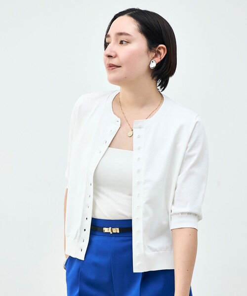 NOLLEY’S(ノーリーズ)の「《UVカット》コットンテックス6分袖カーディガン(カーディガン/ボレロ・レディース・ブラック/ミント/ホワイト/ブラウン/サーモンピンク・38)」の11枚目の写真