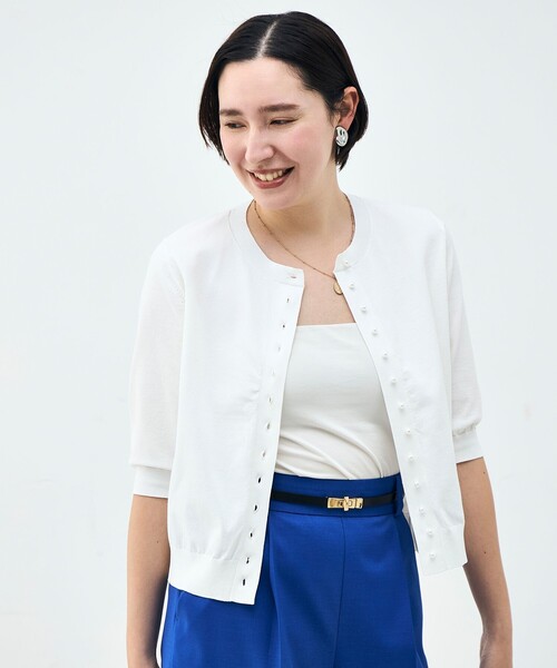 NOLLEY’S(ノーリーズ)の「《UVカット》コットンテックス6分袖カーディガン(カーディガン/ボレロ・レディース・ブラック/ミント/ホワイト/ブラウン/サーモンピンク・38)」の14枚目の写真