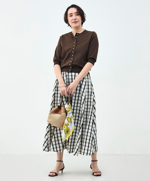 NOLLEY’S(ノーリーズ)の「《UVカット》コットンテックス6分袖カーディガン(カーディガン/ボレロ・レディース・ブラック/ミント/ホワイト/ブラウン/サーモンピンク・38)」の19枚目の写真