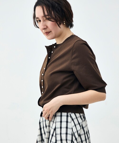 NOLLEY’S(ノーリーズ)の「《UVカット》コットンテックス6分袖カーディガン(カーディガン/ボレロ・レディース・ブラック/ミント/ホワイト/ブラウン/サーモンピンク・38)」の20枚目の写真