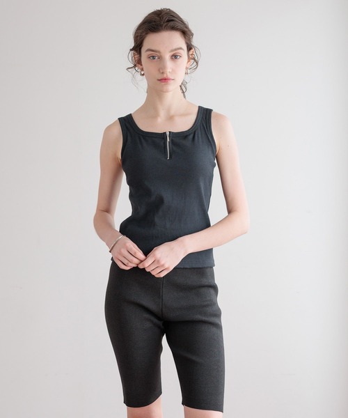 bijorie（ビジュリィ）の「【bijorie】[5つの機能付き]カップ付きハーフジップタンク／NEW BASIC（タンクトップ・レディース・ホワイト/ブラウン/ブラック・MEDIUM/LARGE/LG）」の8枚目の写真