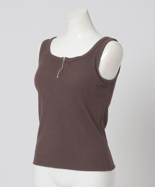 bijorie（ビジュリィ）の「【bijorie】[5つの機能付き]カップ付きハーフジップタンク／NEW BASIC（タンクトップ・レディース・ホワイト/ブラウン/ブラック・MEDIUM/LARGE/LG）」の21枚目の写真