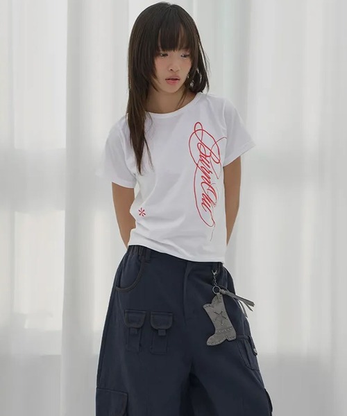 Ada.(エイダ)の「◇FANCYCLUB◇ブランド直輸入正規品/バーニング リーフ Tシャツ BURNING LEAF TEE(Tシャツ/カットソー・レディース・ホワイト/ブラック・FREE)」の6枚目の写真
