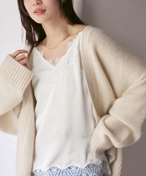 Noble(ノーブル)の「《追加》リバーレーストリミングサテンキャミソール3(キャミソール・レディース・ホワイト/ブラック・FREE)」の19枚目の写真