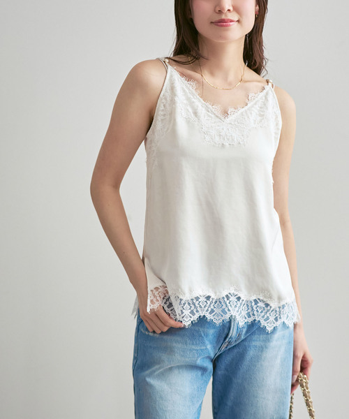 Noble(ノーブル)の「《追加》リバーレーストリミングサテンキャミソール3(キャミソール・レディース・ホワイト/ブラック・FREE)」の17枚目の写真