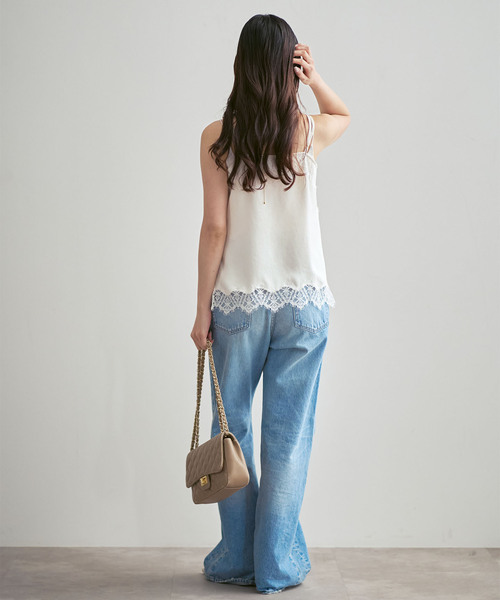 Noble(ノーブル)の「《追加》リバーレーストリミングサテンキャミソール3(キャミソール・レディース・ホワイト/ブラック・FREE)」の8枚目の写真