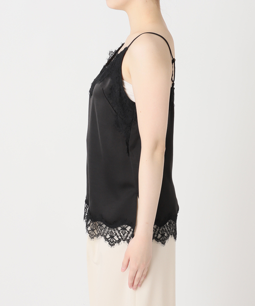 Noble(ノーブル)の「《追加》リバーレーストリミングサテンキャミソール3(キャミソール・レディース・ホワイト/ブラック・FREE)」の6枚目の写真