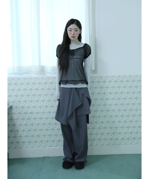 UGLY SHADOW(アグリーシャドウ)の「FLARED SKIRT PANTS(CHARCOAL)(その他パンツ・レディース・その他・SMALL/MEDIUM)」の1枚目の写真