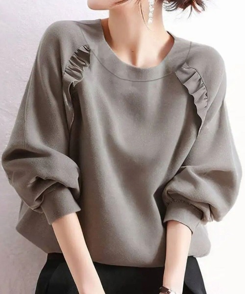 SallyLunn(サリーラン)の「切り替えフリルカットソー(Tシャツ/カットソー・レディース・イエロー/ネイビー/カーキ・MEDIUM/LARGE)」の2枚目の写真