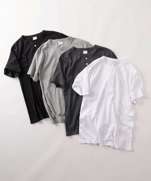 JEMORGAN（ジェーイーモーガン）の「【87】【JEMORGAN/ジェーイーモーガン】フライス ヘンリーネック ジャストフィット 半袖Tシャツ/無地T/パックT/インナーウェア（Tシャツ/カットソー・メンズ・ホワイト/チャコールグレー/グレー/ブラック・XL/L/M/S）」の5枚目の写真