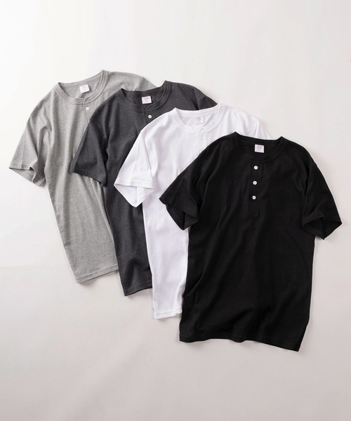 JEMORGAN（ジェーイーモーガン）の「【87】【JEMORGAN/ジェーイーモーガン】フライス ヘンリーネック ジャストフィット 半袖Tシャツ/無地T/パックT/インナーウェア（Tシャツ/カットソー・メンズ・ホワイト/チャコールグレー/グレー/ブラック・XL/L/M/S）」の7枚目の写真
