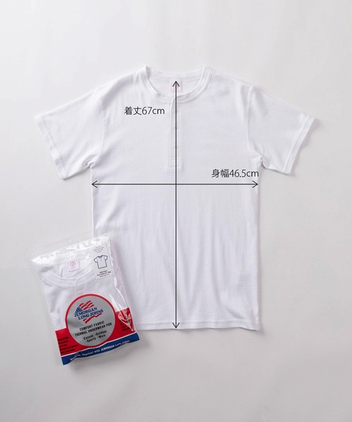 JEMORGAN（ジェーイーモーガン）の「【87】【JEMORGAN/ジェーイーモーガン】フライス ヘンリーネック ジャストフィット 半袖Tシャツ/無地T/パックT/インナーウェア（Tシャツ/カットソー・メンズ・ホワイト/チャコールグレー/グレー/ブラック・XL/L/M/S）」の21枚目の写真