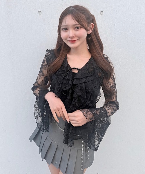 NOMAE(ノーマエ)の「ラッフルリボンブラウス(シャツ/ブラウス・レディース・ホワイト/ブルー系その他/ブラック・FREE)」の22枚目の写真