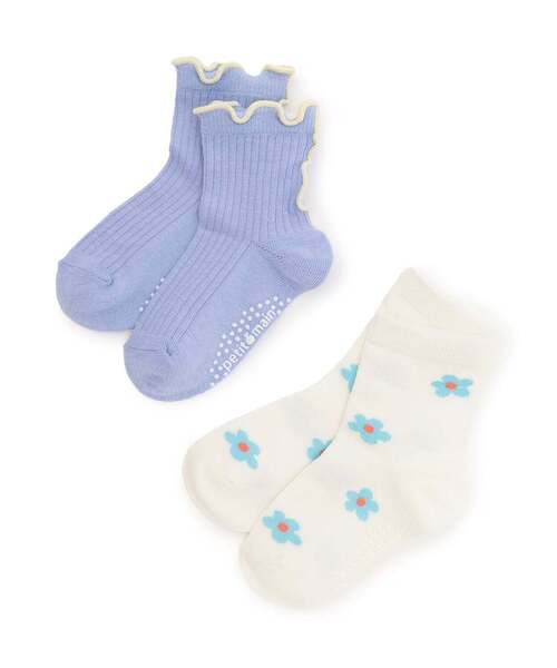 petit main(プティマイン)の「お花メロウショートソックス2P(ソックス/靴下・キッズ・レモンイエロー/オフホワイト/ラベンダー・M/L/S/SS)」の2枚目の写真