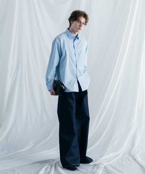 BLAYMORE（ブレイモア）の「【BLAYMORE】Regular Collar Lace Shirt / レギュラーカラーレースシャツ（シャツ/ブラウス・メンズ・ホワイト/ライトブルー/ブラック・MEDIUM/SMALL）」の4枚目の写真