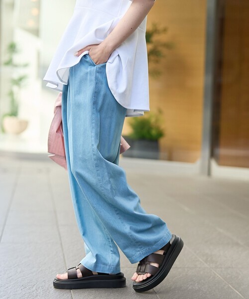 RONEL(ロネル)の「【RONEL】アシンメトリー イージーデニムパンツ(デニムパンツ・レディース・ライトブルー/コバルトブルー・S/M)」の6枚目の写真