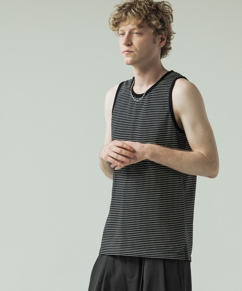 SLICK(スリック)の「【SLICK/スリック】30/2 Micro Border Tank Top/ マイクロボーダー タンクトップ(Tシャツ/カットソー・メンズ・アイボリー/ブラック系その他/スミクロ・3/1/2)」の17枚目の写真