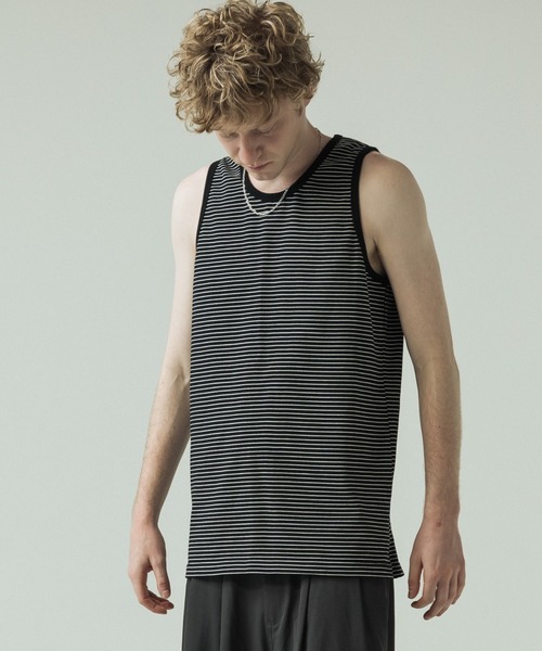 SLICK(スリック)の「【SLICK/スリック】30/2 Micro Border Tank Top/ マイクロボーダー タンクトップ(Tシャツ/カットソー・メンズ・アイボリー/ブラック系その他/スミクロ・3/1/2)」の18枚目の写真