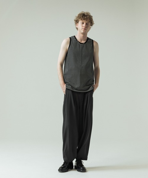 SLICK(スリック)の「【SLICK/スリック】30/2 Micro Border Tank Top/ マイクロボーダー タンクトップ(Tシャツ/カットソー・メンズ・アイボリー/ブラック系その他/スミクロ・3/1/2)」の20枚目の写真