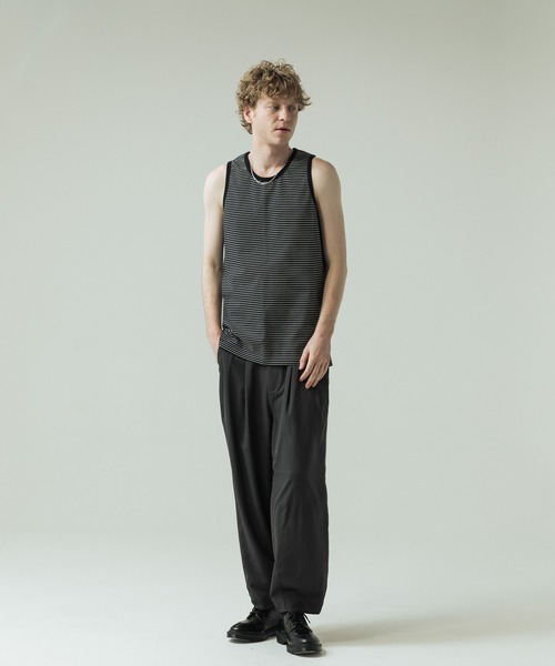 SLICK(スリック)の「【SLICK/スリック】30/2 Micro Border Tank Top/ マイクロボーダー タンクトップ(Tシャツ/カットソー・メンズ・アイボリー/ブラック系その他/スミクロ・3/1/2)」の21枚目の写真