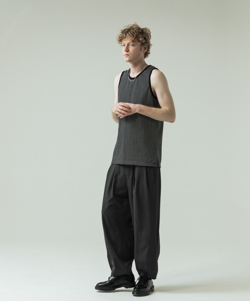 SLICK(スリック)の「【SLICK/スリック】30/2 Micro Border Tank Top/ マイクロボーダー タンクトップ(Tシャツ/カットソー・メンズ・アイボリー/ブラック系その他/スミクロ・3/1/2)」の22枚目の写真