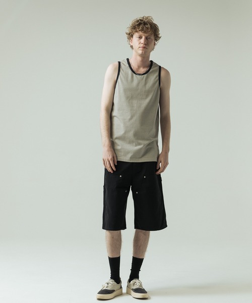 SLICK(スリック)の「【SLICK/スリック】30/2 Micro Border Tank Top/ マイクロボーダー タンクトップ(Tシャツ/カットソー・メンズ・アイボリー/ブラック系その他/スミクロ・3/1/2)」の6枚目の写真