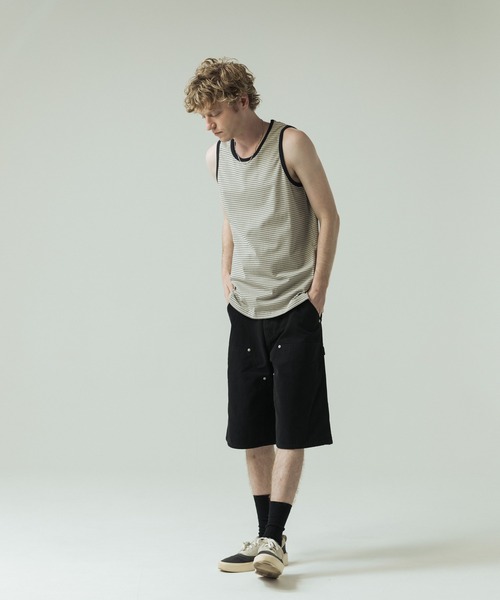 SLICK(スリック)の「【SLICK/スリック】30/2 Micro Border Tank Top/ マイクロボーダー タンクトップ(Tシャツ/カットソー・メンズ・アイボリー/ブラック系その他/スミクロ・3/1/2)」の7枚目の写真