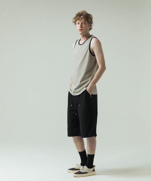 SLICK(スリック)の「【SLICK/スリック】30/2 Micro Border Tank Top/ マイクロボーダー タンクトップ(Tシャツ/カットソー・メンズ・アイボリー/ブラック系その他/スミクロ・3/1/2)」の8枚目の写真