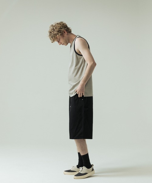 SLICK(スリック)の「【SLICK/スリック】30/2 Micro Border Tank Top/ マイクロボーダー タンクトップ(Tシャツ/カットソー・メンズ・アイボリー/ブラック系その他/スミクロ・3/1/2)」の9枚目の写真