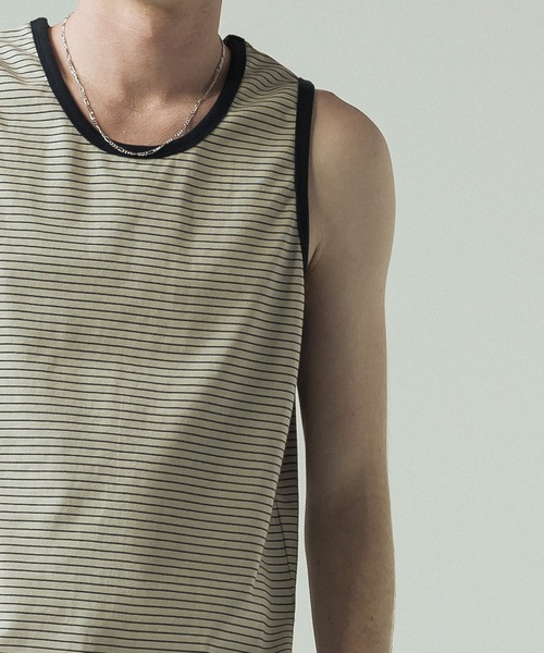 SLICK(スリック)の「【SLICK/スリック】30/2 Micro Border Tank Top/ マイクロボーダー タンクトップ(Tシャツ/カットソー・メンズ・アイボリー/ブラック系その他/スミクロ・3/1/2)」の16枚目の写真