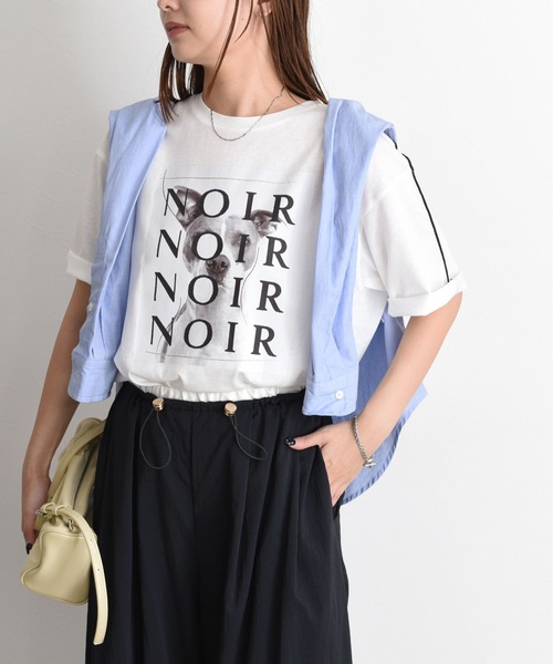 Eimee Law（エイミーロウ）の「アニマルフォト＆刺繍ptメロウシアーTシャツ（Tシャツ/カットソー・レディース・サックスブルー/スミクロ/ライトイエロー/オフホワイト・FREE）」の7枚目の写真