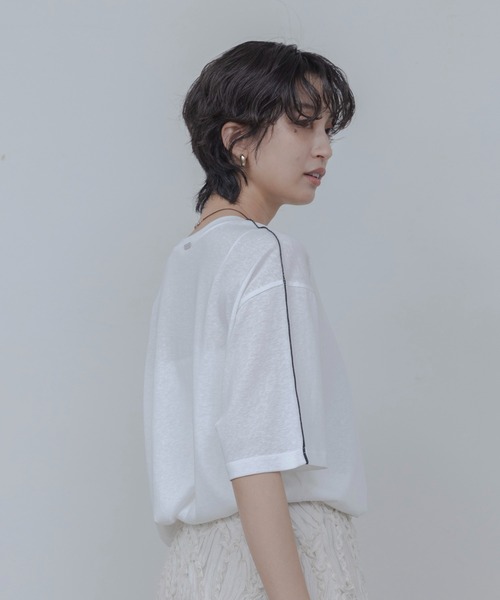 Eimee Law(エイミーロウ)の「アニマルフォト&刺繍ptメロウシアーTシャツ(Tシャツ/カットソー・レディース・サックスブルー/スミクロ/ライトイエロー/オフホワイト・FREE)」の11枚目の写真