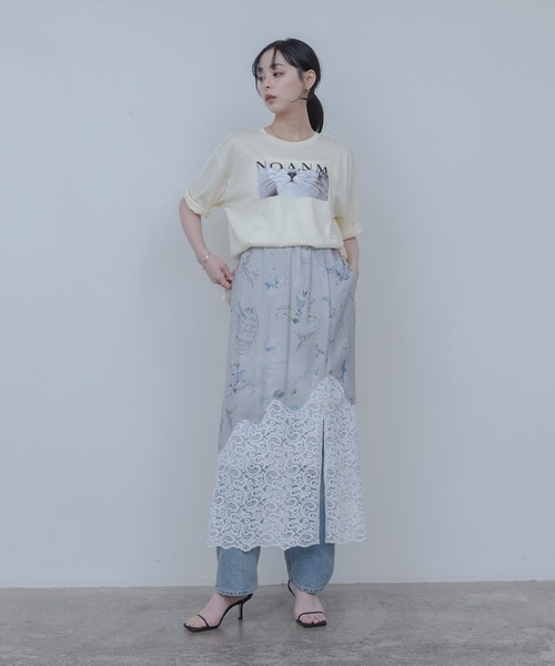Eimee Law(エイミーロウ)の「アニマルフォト&刺繍ptメロウシアーTシャツ(Tシャツ/カットソー・レディース・サックスブルー/スミクロ/ライトイエロー/オフホワイト・FREE)」の14枚目の写真