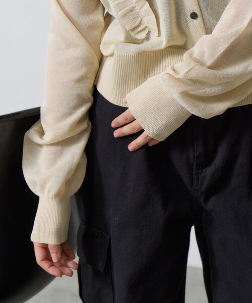 goocy（グーシー）の「アシメフリルシアーカーディガン（ニット/セーター・レディース・ホワイト系その他/ブラウン/チャコールグレー・FREE）」の12枚目の写真